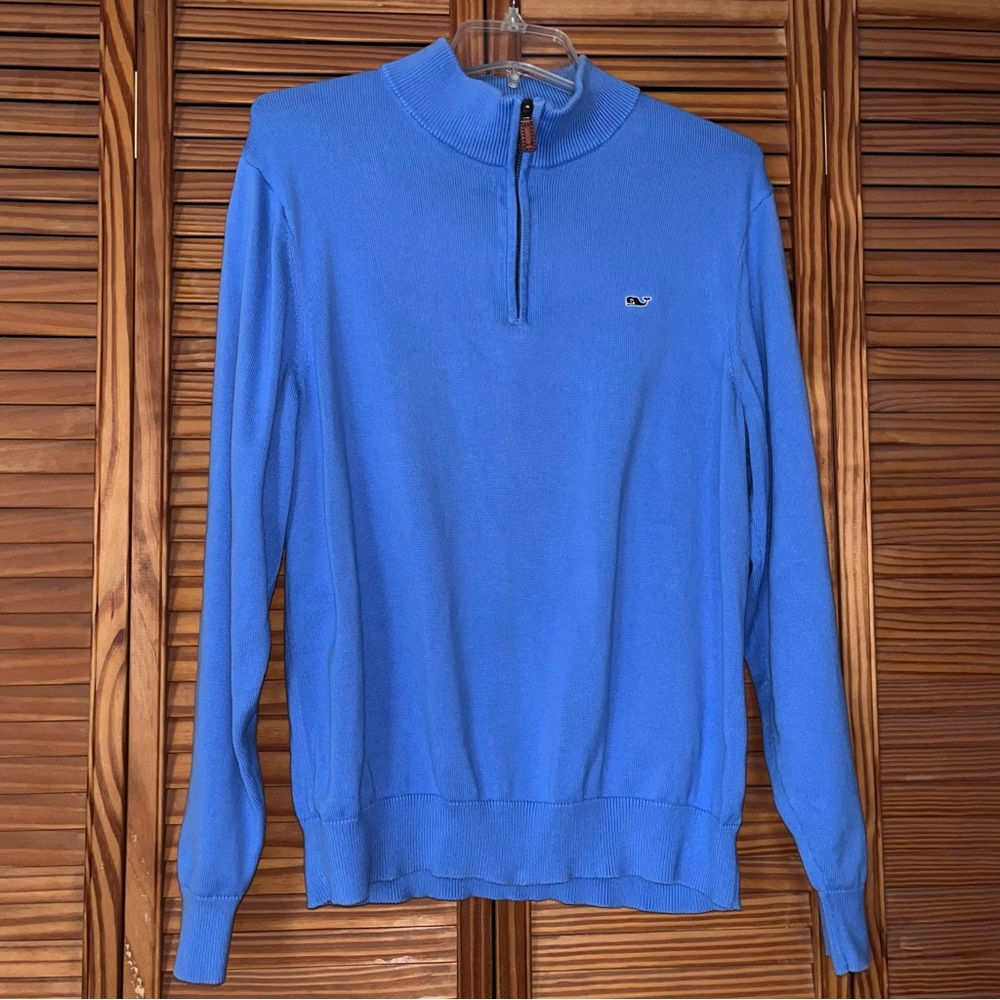 Vineyard Vines Solid Color‎ 1/4-Zip Medium Pullover Blue Sweater
